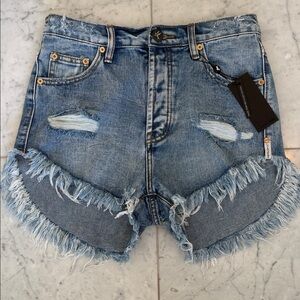 One Teaspoon Blue Distressed Jean Shorts